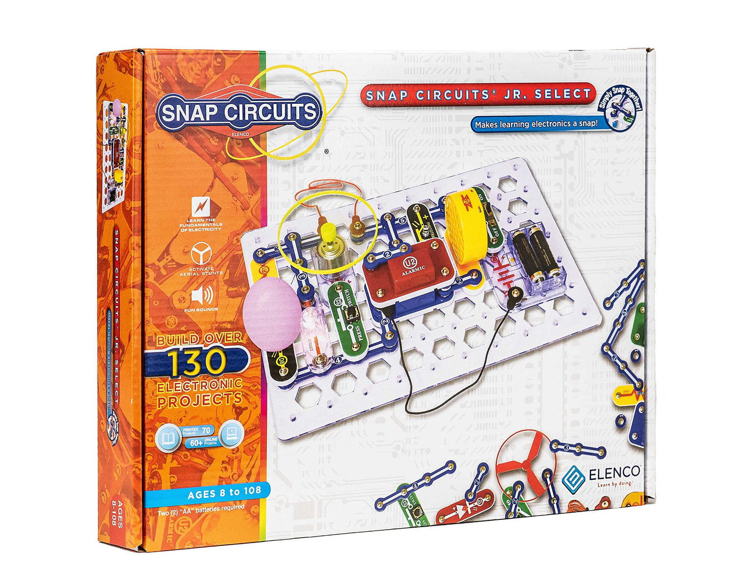 Snap Circuits Jr. Select SC-130 Electronics Exploration Kit | Over 130 Projects | Full Color Project Manual | 30+ Parts | STEM Educational Toys