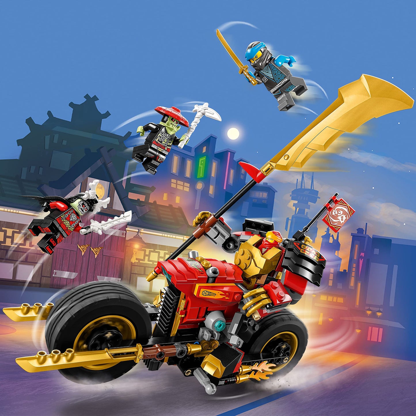 LEGO NINJAGO Kai’s Mech Rider EVO 71783, Upgradable Ninja Motorbike Toy, Mech Action Figure and 2 Bone Warrior Minifigures, Collectible Toys for Kids
