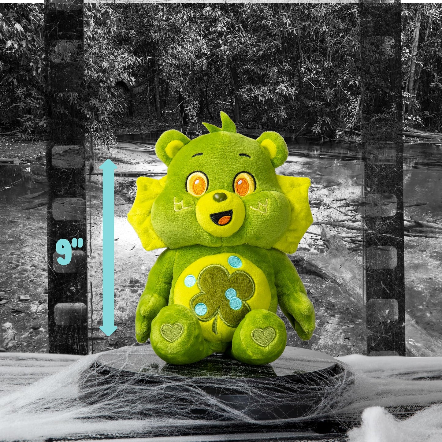 Care Bears Universal Monsters 9" Fun Size Plush - Good Luck Bear as Creature from The Black Lagoon - Soft, Huggable Plushie, Stuffed Animal for Girls