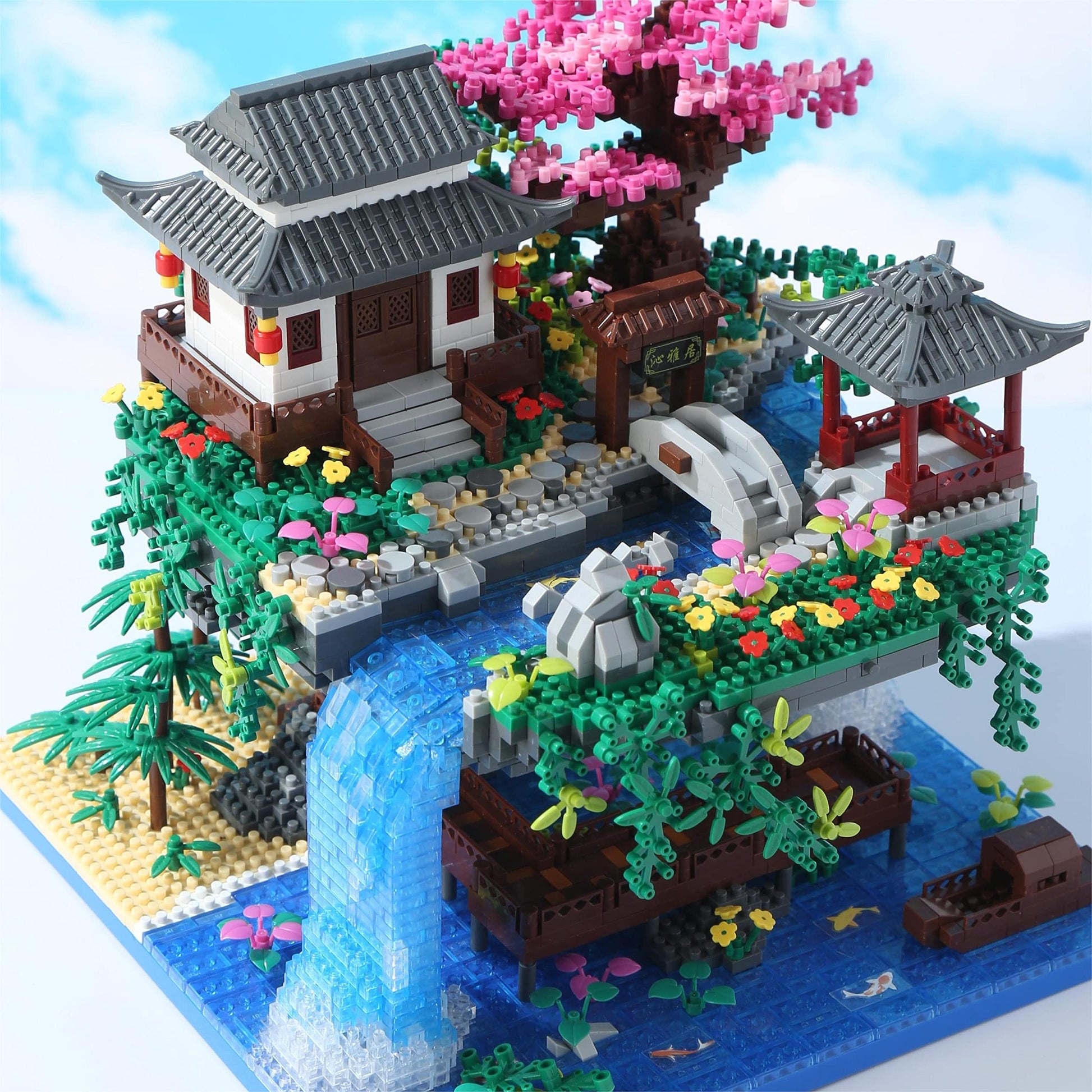 Yushinv Cherry Blossom Tree Building Set with Gift Box, Original Music Cherry Blossom Tree House(Type :Symphony), Japanese Sakura Tree House Lights