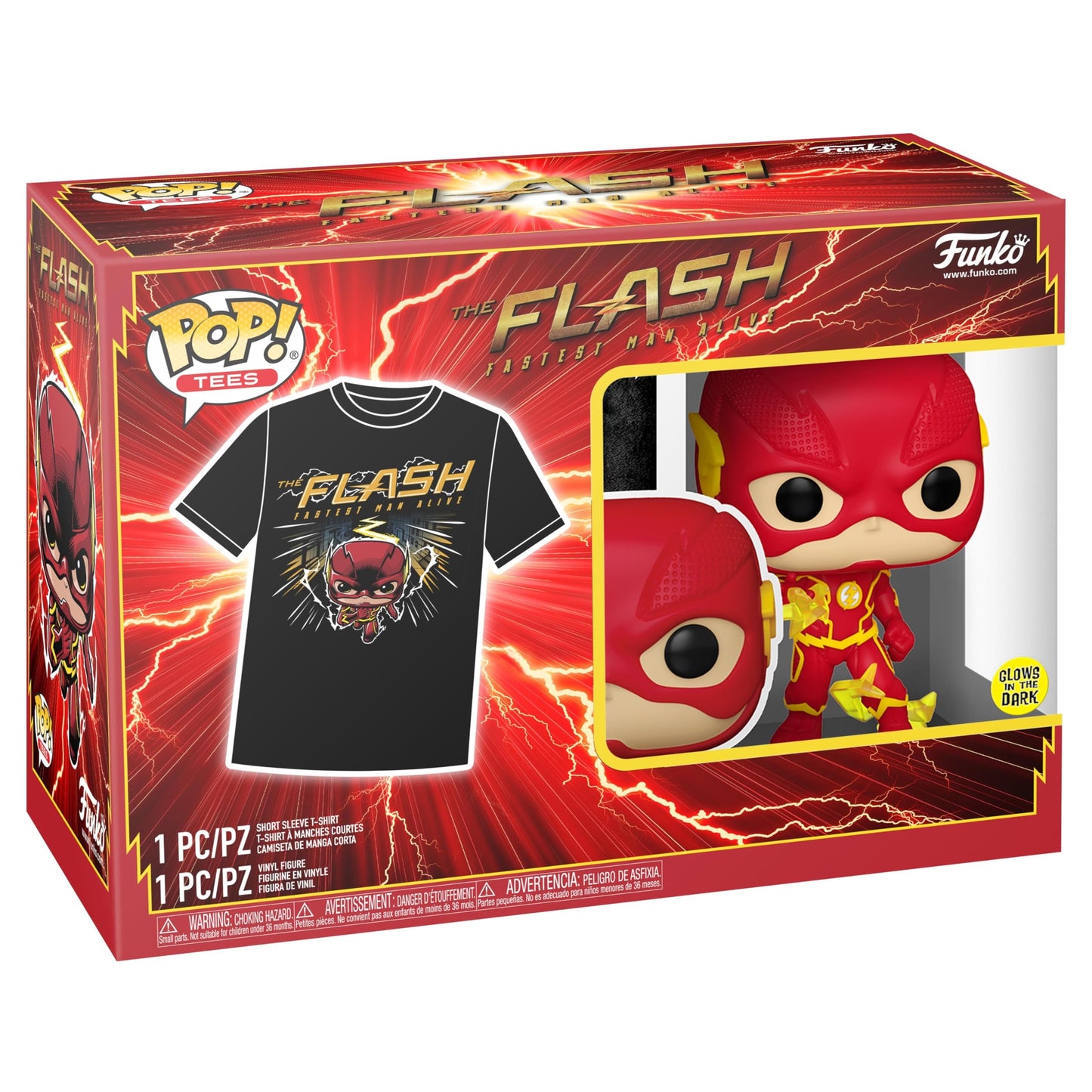 Funko Pop Collectible Toy Figure - The Flash - DC Comics - T-Shirt - Clothes with Collectable Vinyl Figure - Gift Idea - Toys and Short Sleeve Top for