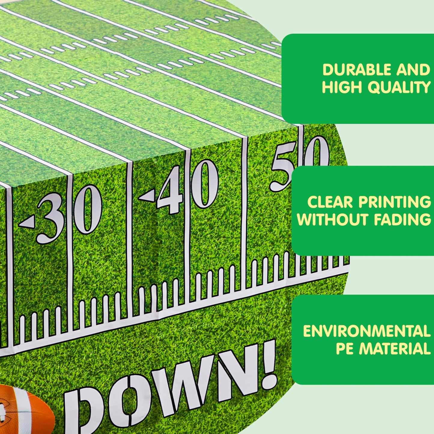 JOYIN 2 PCS Football Table Cover (54“*72") for Football Party Touchdown Tablecloth, Game Day Table Covers, Tailgate Table Cover Plastic Party Supplies