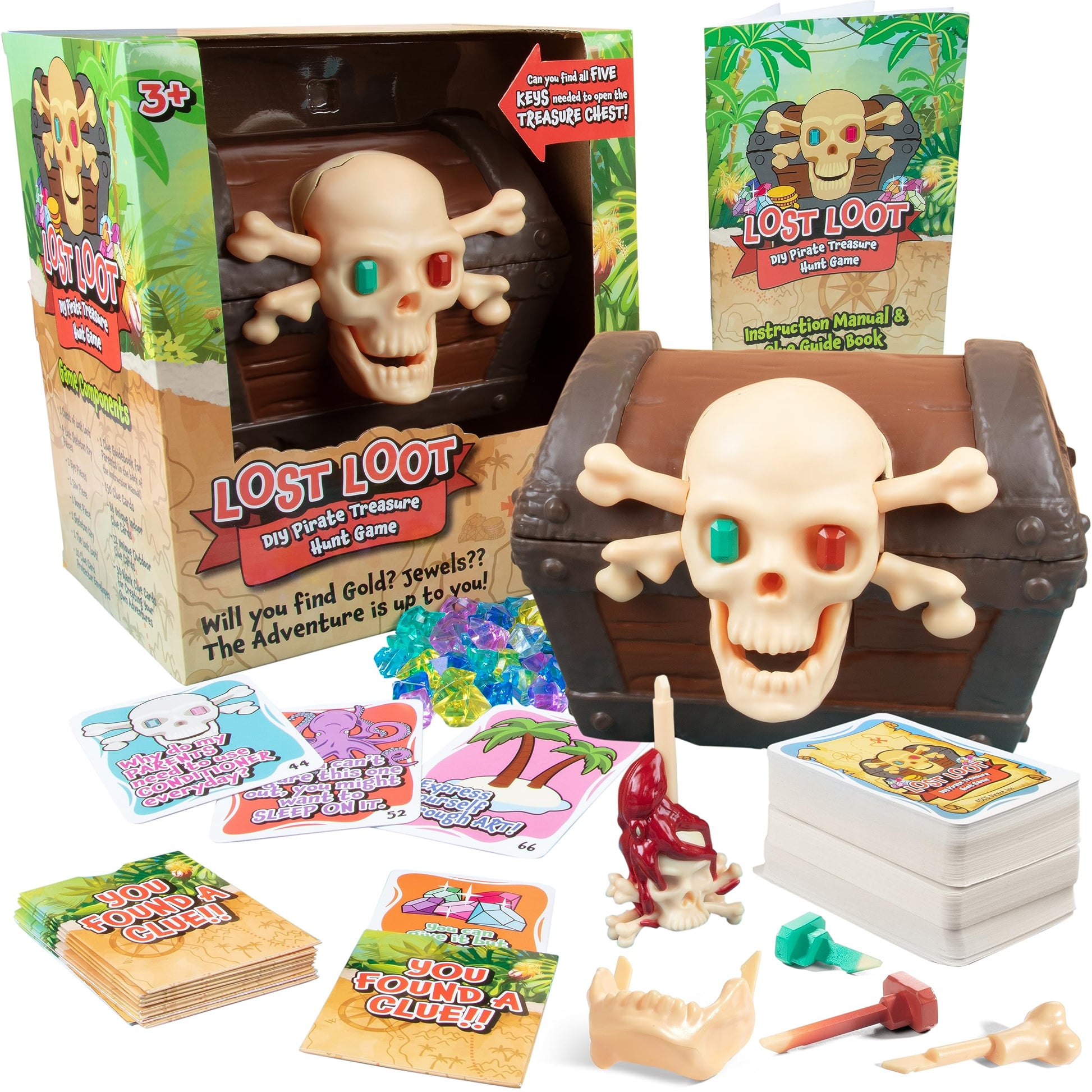 Lost Loot DIY Scavenger Hunt Game - Award Winning Pirate Treasure Like No Other! Hide Skeleton Keys, Set Clues & Find to Unlock Special Chest-150
