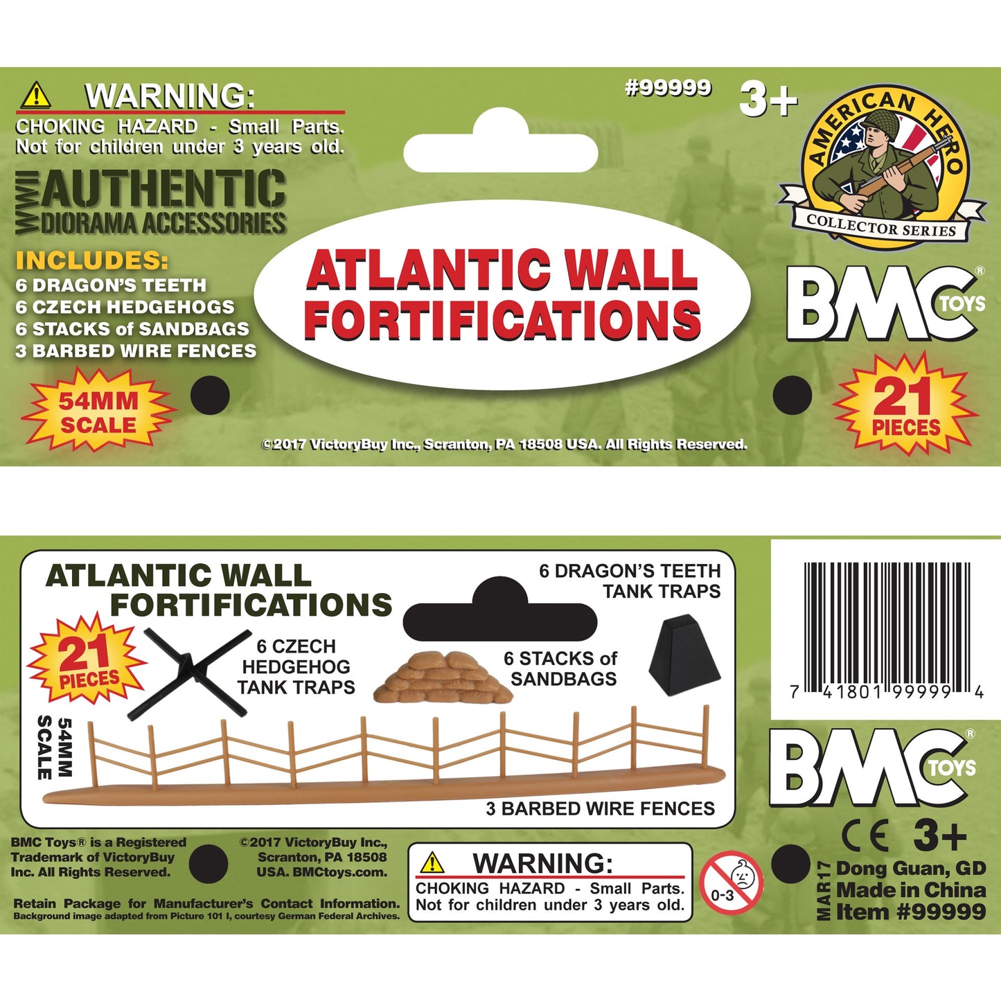 BMC WW2 Atlantic Wall Fortifications - 21pc Plastic Army Men Accessories