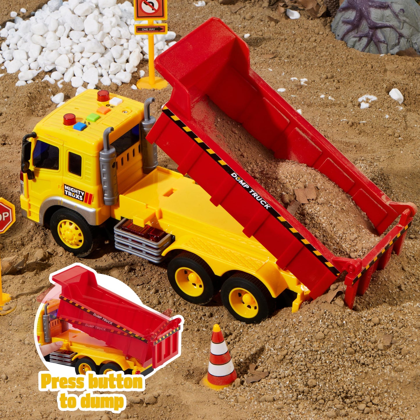 JOYIN 3 Pack Construction Toy - Excavator, Dump Truck and Loader, Moveable Claw & Lifting Back, Construction Truck Toy, Birthday Gift for Toddler Boys