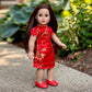 Asian Beauty - Asian Red and Gold Traditional Dress with Red Shoes - Clothes Fits 18 Inch Doll (Doll Not Included)