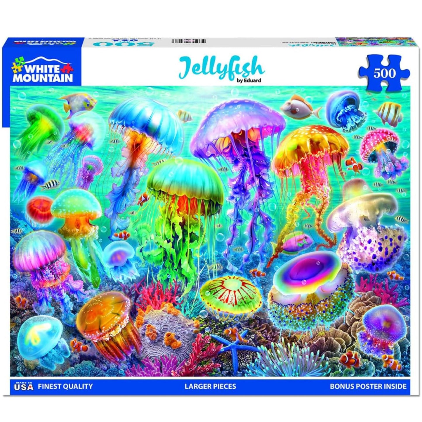 White Mountain 500 Piece Jigsaw Puzzle Beautiful Ocean Animal, Jellyfish