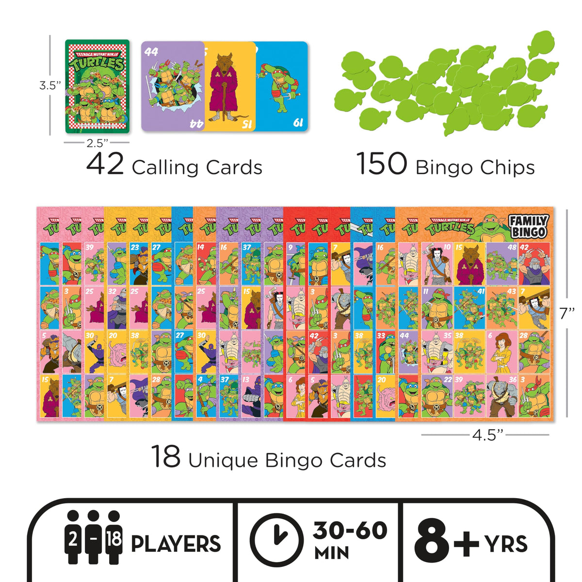 Aquarius Teenage Mutant Ninja Turtles Bingo Game - Officially Licensed Family Party Game Ages 8+, 2-18 Players - for Kids, Teens, and Adults