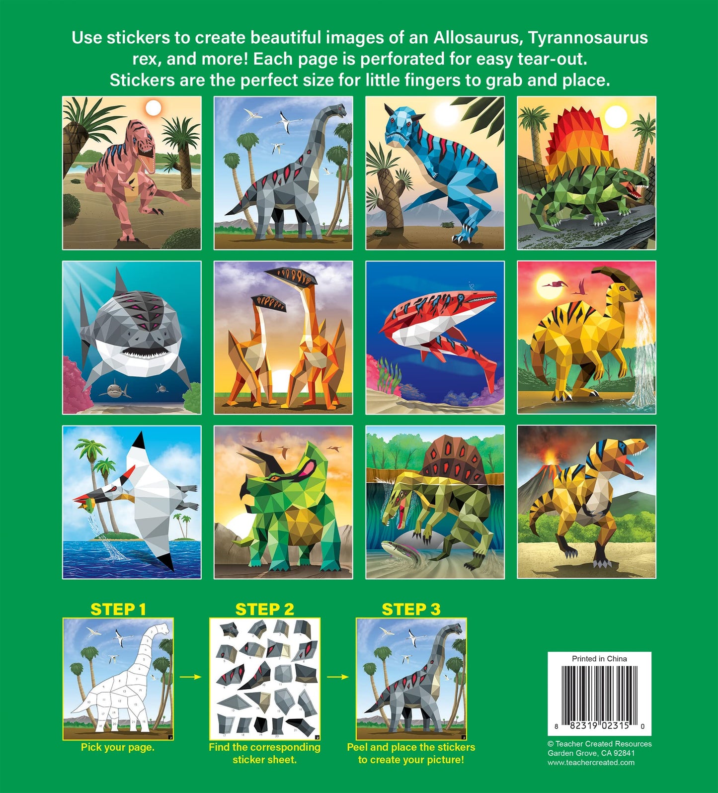 Teacher Created Resources Dinosaurs and Prehistoric Animals Modern Mosaics Stick to the Numbers