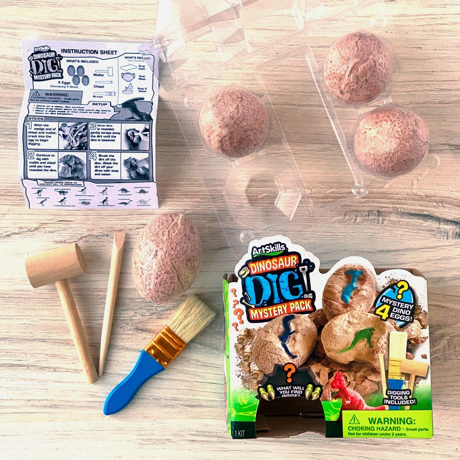ArtSkills Dinosaur Eggs Excavation Dig Kit - Mystery Box of 4 Dino Eggs