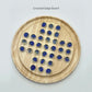 Marble Solitaire Board Game Set - Wooden Round Board with Glass Marbles for Family Game Night, Strategy Puzzle Toys for Adults Kids, Classic Peg
