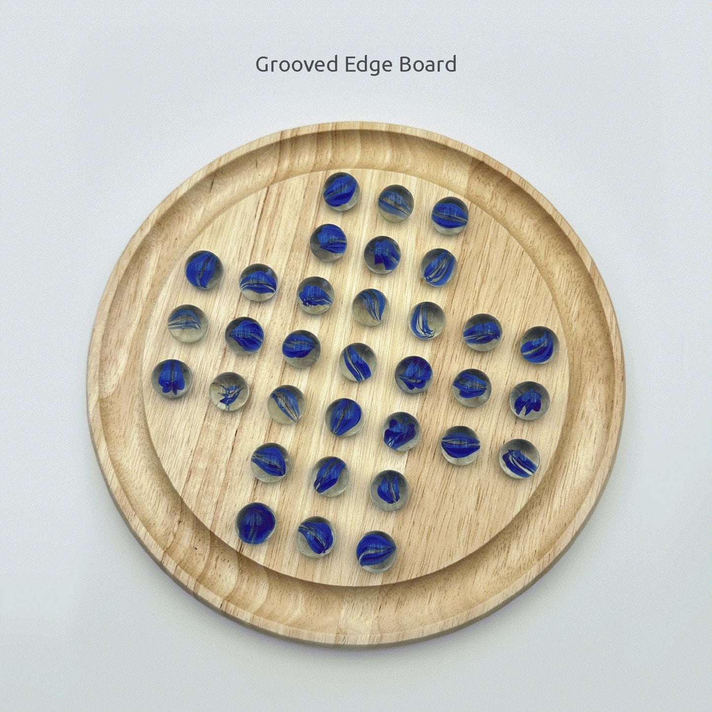 Marble Solitaire Board Game Set - Wooden Round Board with Glass Marbles for Family Game Night, Strategy Puzzle Toys for Adults Kids, Classic Peg