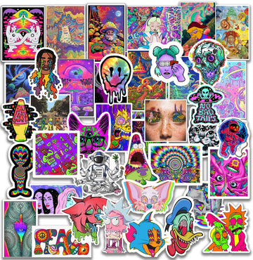 Stickers 50pcs Packs - Supreme Stoner Sticker - Cool Hippie Skater Random Thrasher Decals, Dope 90s Stikers for Helmet - Graffiti Sticker Lot 100%