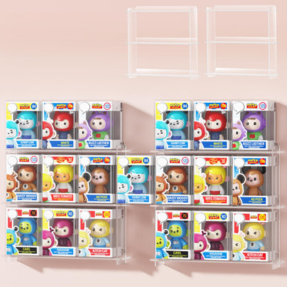 Wall Floating Display Shelves Compatible with 21 Funko Pops in Box, Acrylic Boxed Figurine Display Case, Stackable Action Figure Collection Stand