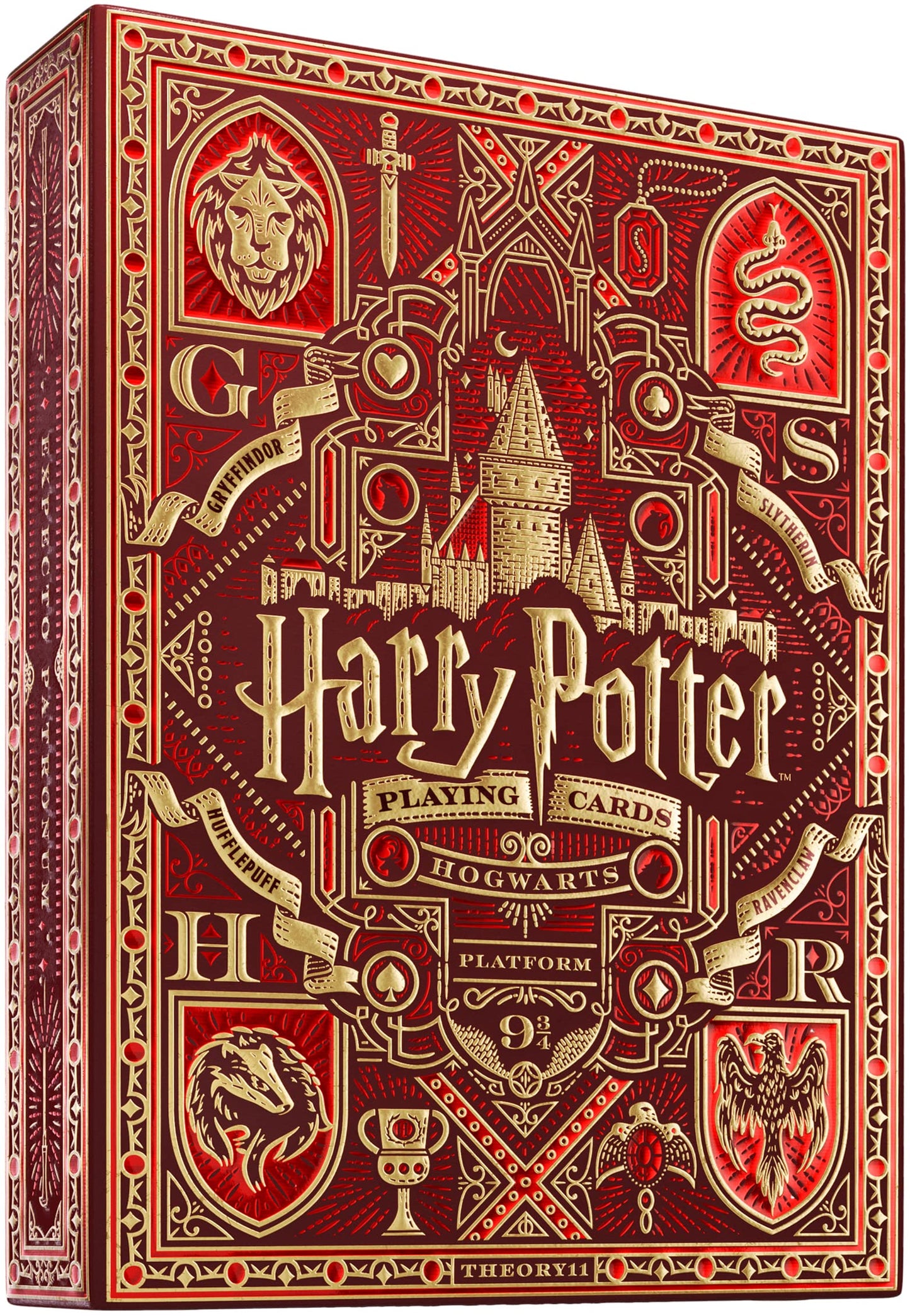 theory11 Harry Potter Playing Cards Red Gryffindor - Wizarding World Poker Deck with Gold Foil, Custom Artwork, Magic, Cardistry, Game Night Gift