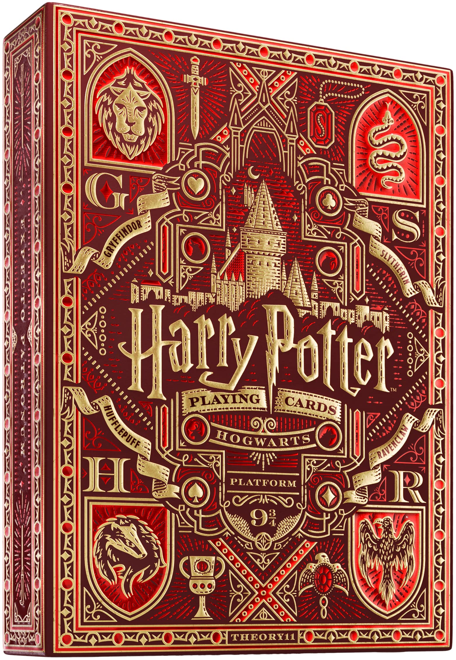 theory11 Harry Potter Playing Cards Red Gryffindor - Wizarding World Poker Deck with Gold Foil, Custom Artwork, Magic, Cardistry, Game Night Gift