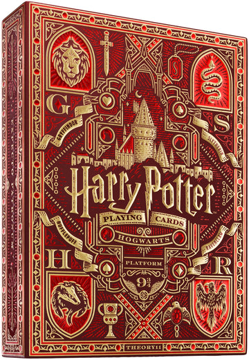 theory11 Harry Potter Playing Cards Red Gryffindor - Wizarding World Poker Deck with Gold Foil, Custom Artwork, Magic, Cardistry, Game Night Gift