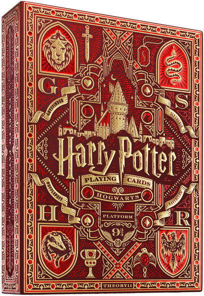 theory11 Harry Potter Playing Cards Red Gryffindor - Wizarding World Poker Deck with Gold Foil, Custom Artwork, Magic, Cardistry, Game Night Gift
