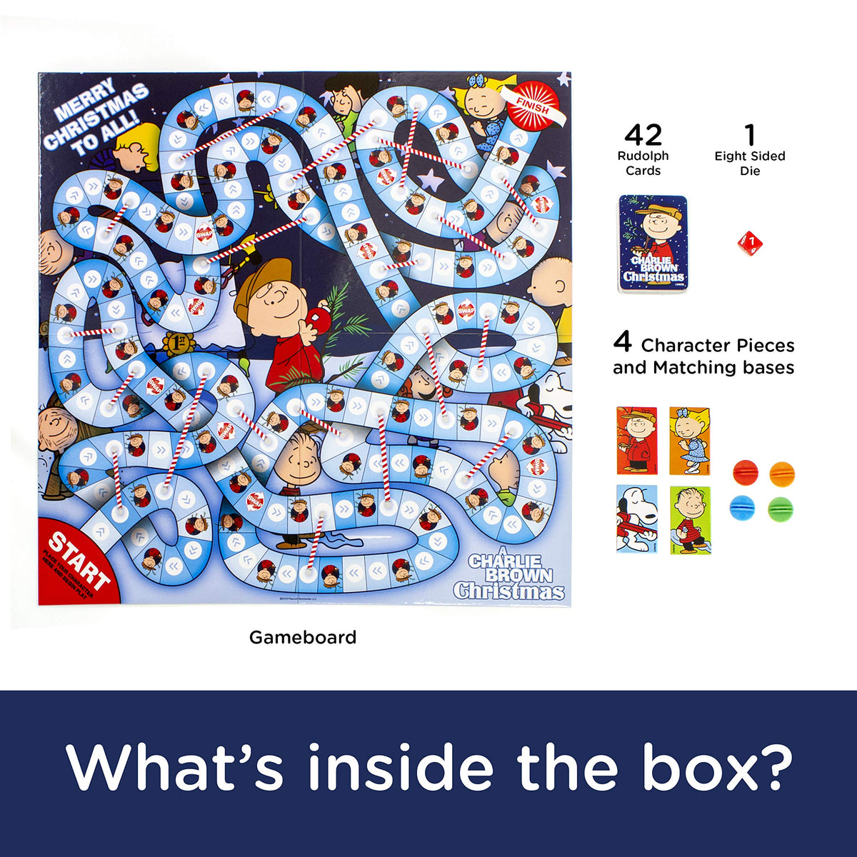 Aquarius Charlie Brown Christmas Journey Board Game- Fun for Kids & Adults - Officially Licensed Peanuts Merchandise & Collectibles, Blue, White