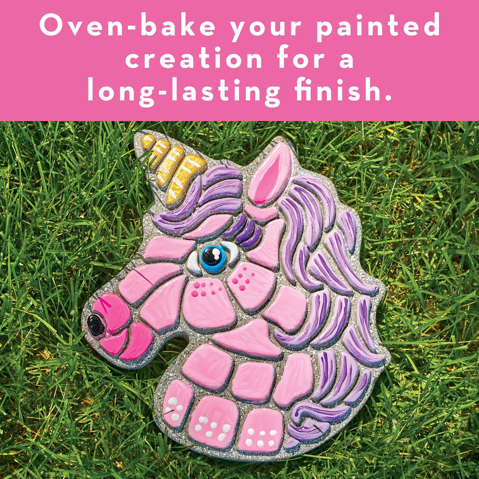 MindWare Paint Your Own Stepping Stone Unicorn - Kit Includes Weather Proof Stone, Paint and Brushes