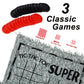 Win SPORTS 3 in 1 Giant Checkers,Mega Tic Tac Toe,Indoor Outdoor Jumbo Classic Board Games,30”Reversible Rug with 24 Checkers Pieces,Checkers Cloth