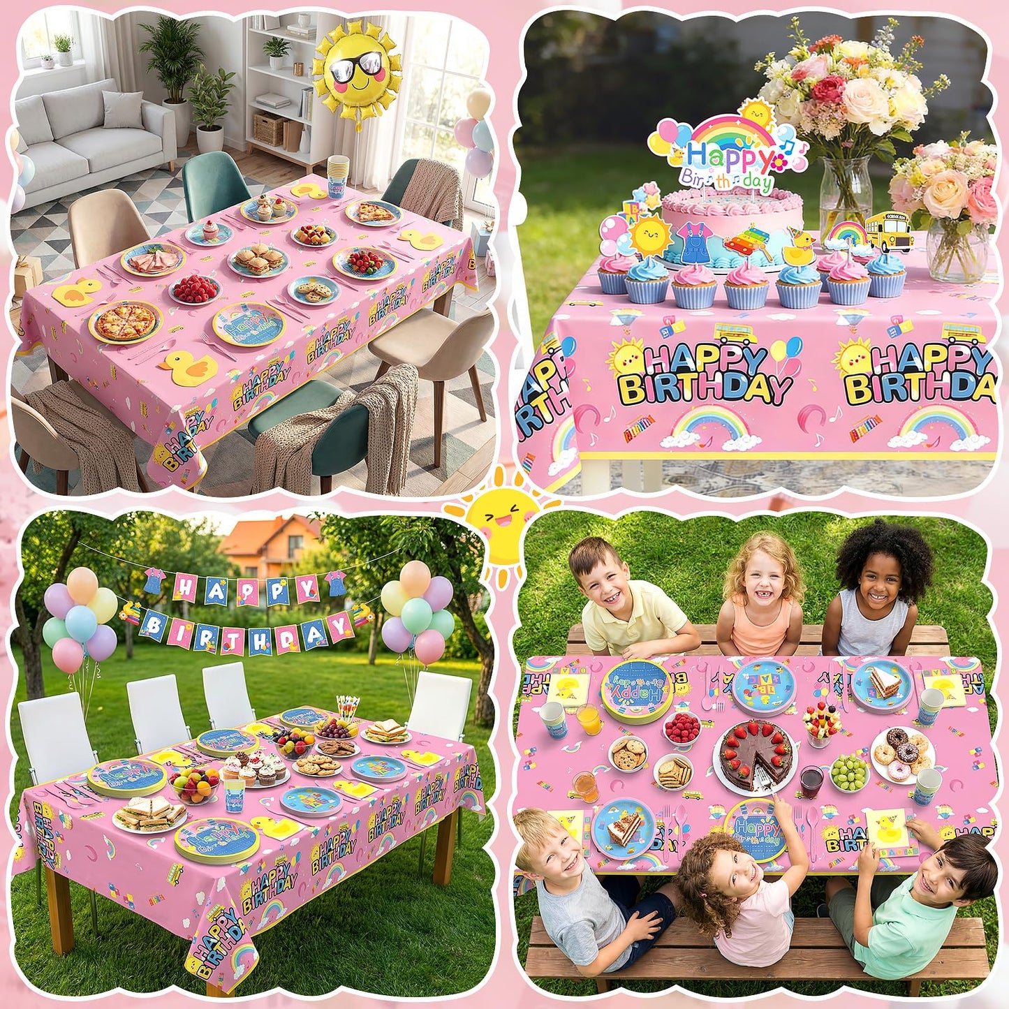 Fufuddz 3 pcs Rachell English Teacher Birthday Tablecloth, Cartoon Teacher Plastic Tablecloths, 54inch x 108inch Party Tablecovers for Fans Girls Boys