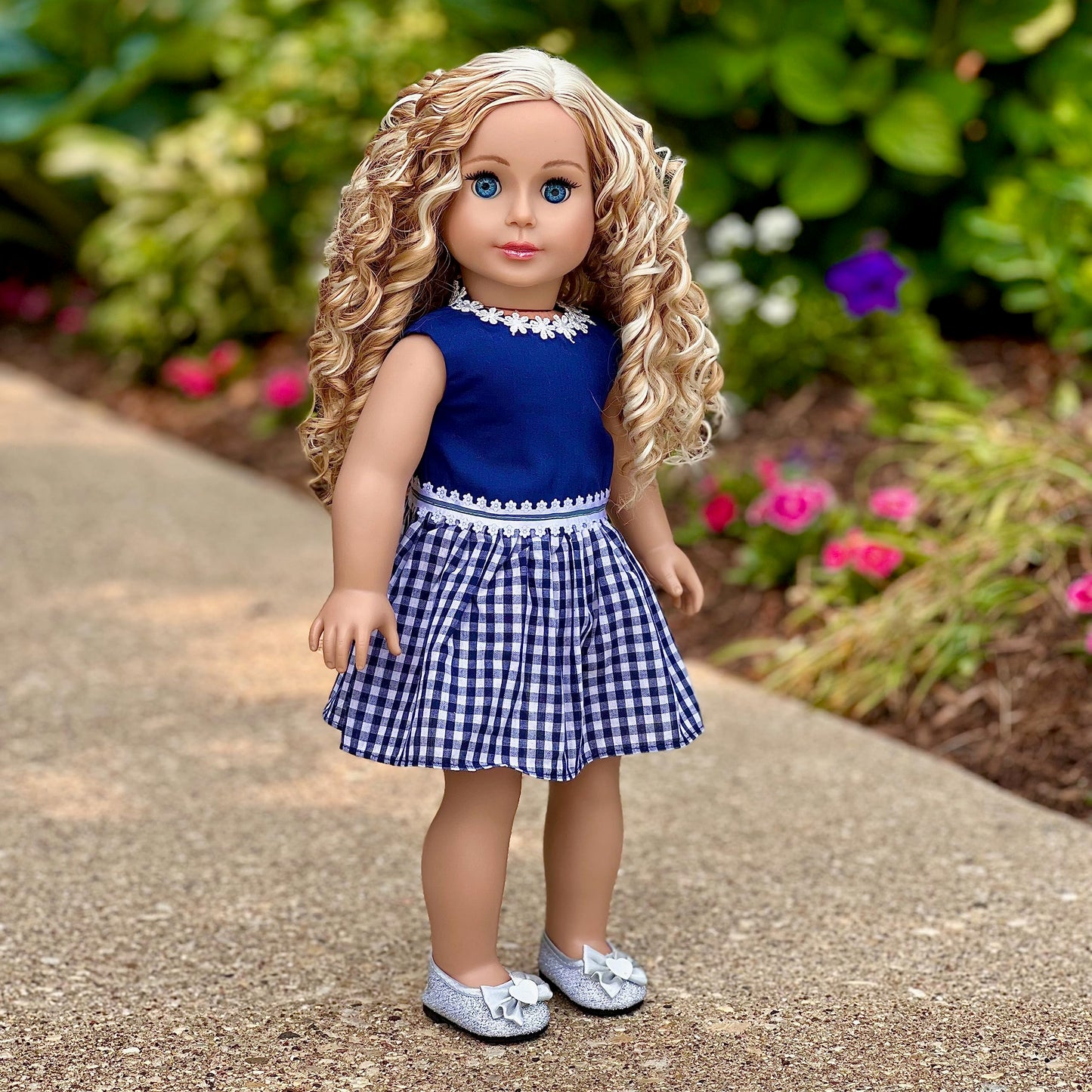 Saturday Afternoon - Navy Blue Dress - Clothes Fits 18 Inch Doll (Shoes Sold Separately) (Doll Not Included)