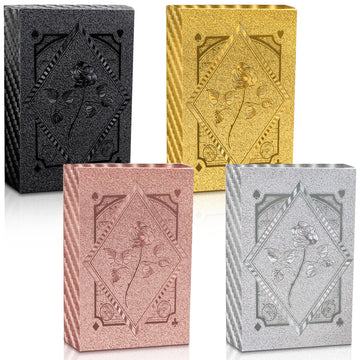 4 Pack Playing Cards, Waterproof Playing Cards, 4 Deck of Plastic Playing Card Bulk, Cool Foil Poker Card Standard Index Set for Beach Table Magic