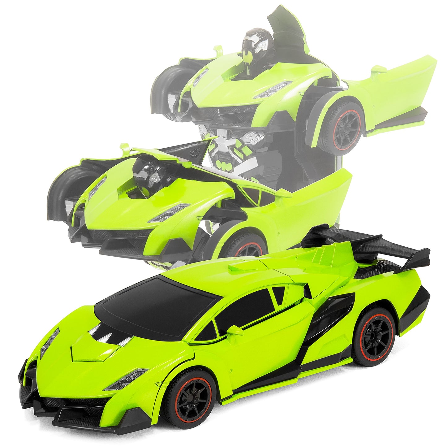 Best Choice Products 1:16 Scale Kids Transforming RC Robot Race Car w/ LED Lights, Green