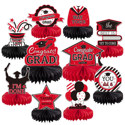 10PCS Graduation Decorations Class of 2026 Centerpieces, Congrats Grad Honeycomb Table Toppers for Graduation Party Favors, 2026 Graduation Party