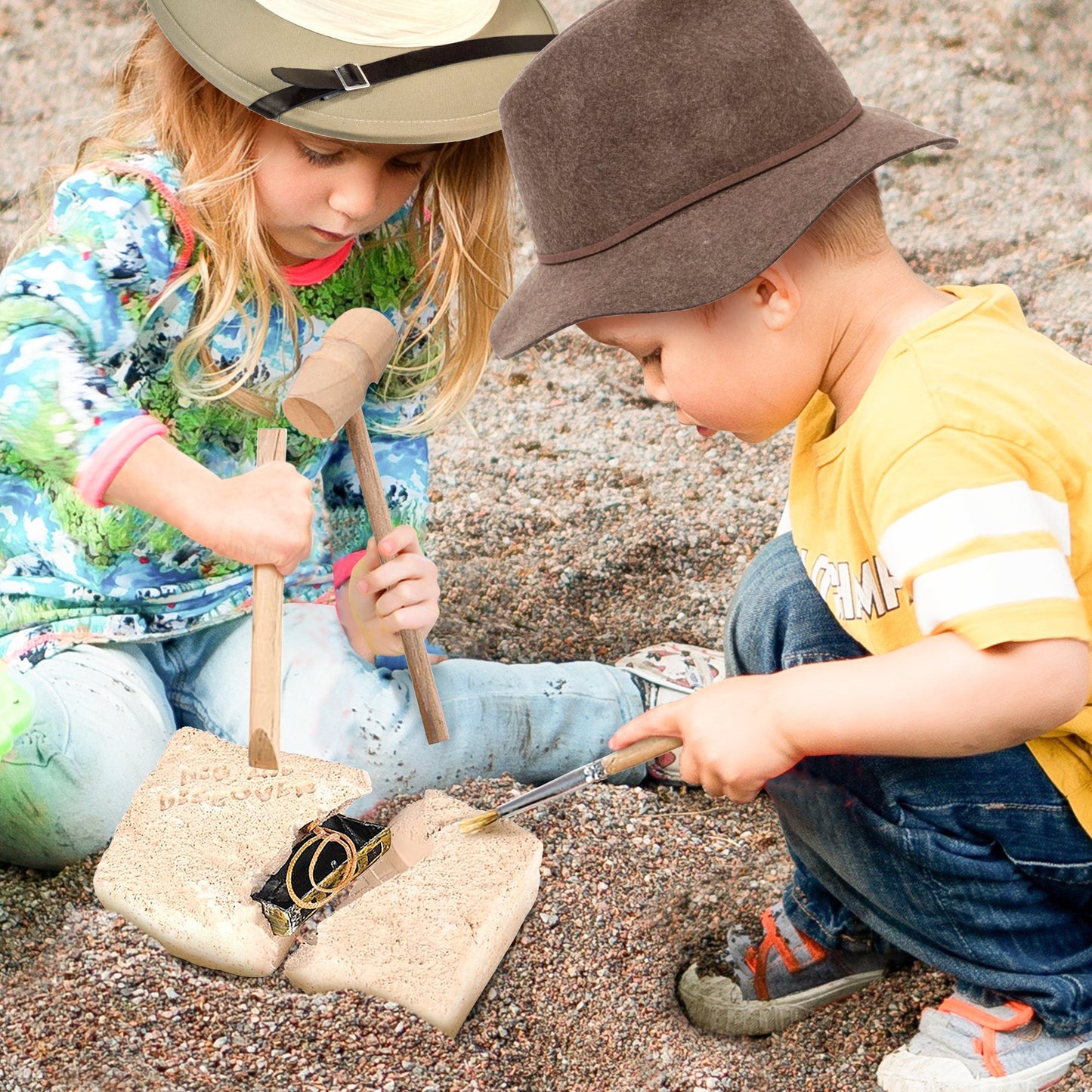 ArtCreativity Pirate Treasure Dig Kit for Kids - Gem Excavation Set with Digging Tools - Interactive Excavating Toys - Great Birthday Gift Idea