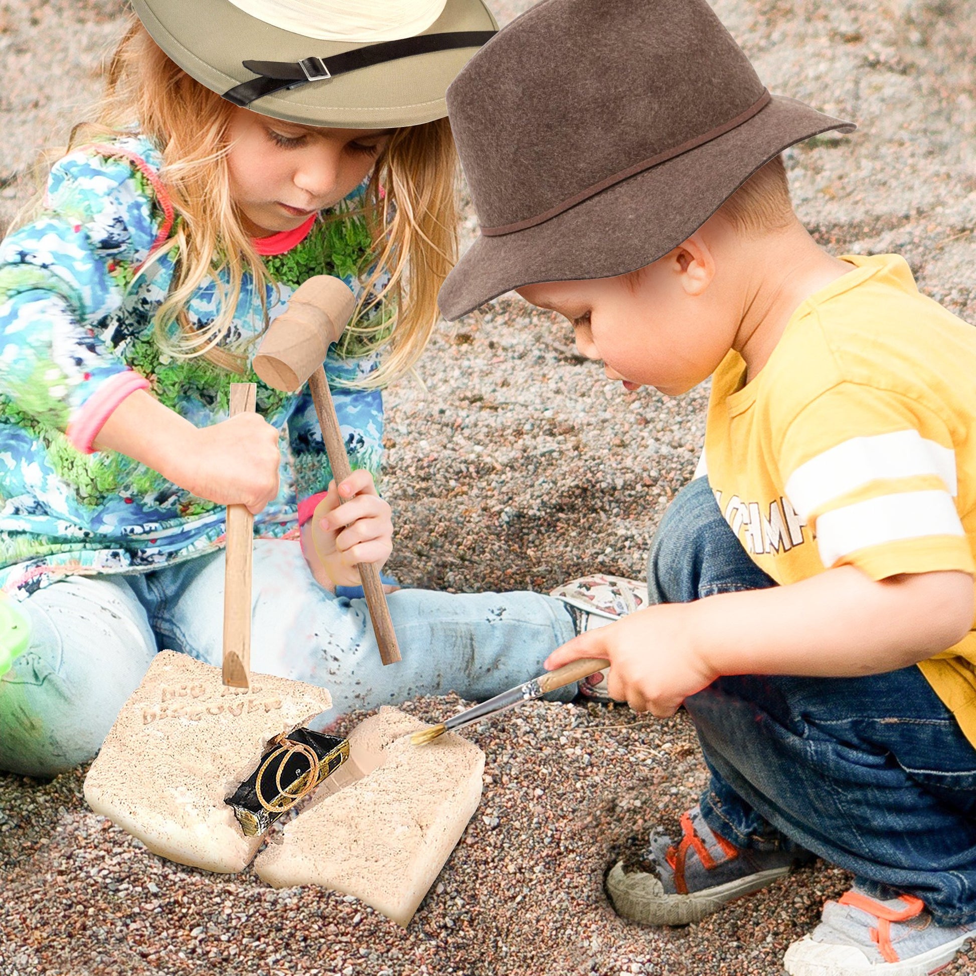 ArtCreativity Pirate Treasure Dig Kit for Kids - Gem Excavation Set with Digging Tools - Interactive Excavating Toys - Great Birthday Gift Idea