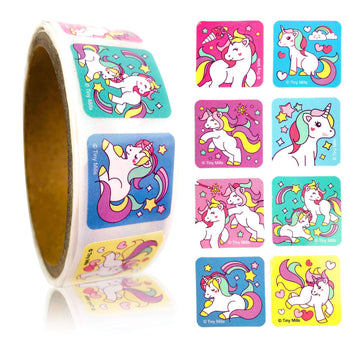 TINYMILLS Unicorn Stickers for Kids Party Favor Supplies Pack (1200 Stickers Total) Pack of 12 Sticker Dispensers with 100 Stickers/Dispenser Birthday