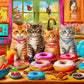 300 Piece Puzzles for Adults Kids Ages 6-8 8-12 - Kittens and Donuts
