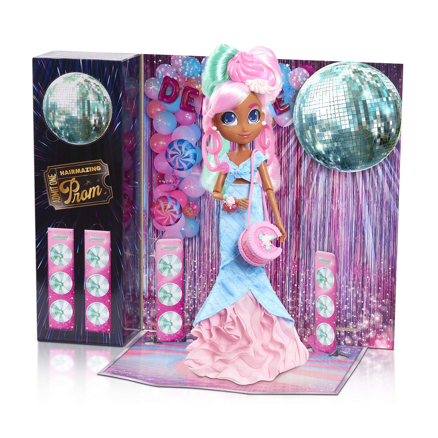Hairdorables Hairmazing Prom Perfect Fashion Dolls, Dee Dee, Pink and Green Hair, Kids Toys for Ages 3 Up by Just Play