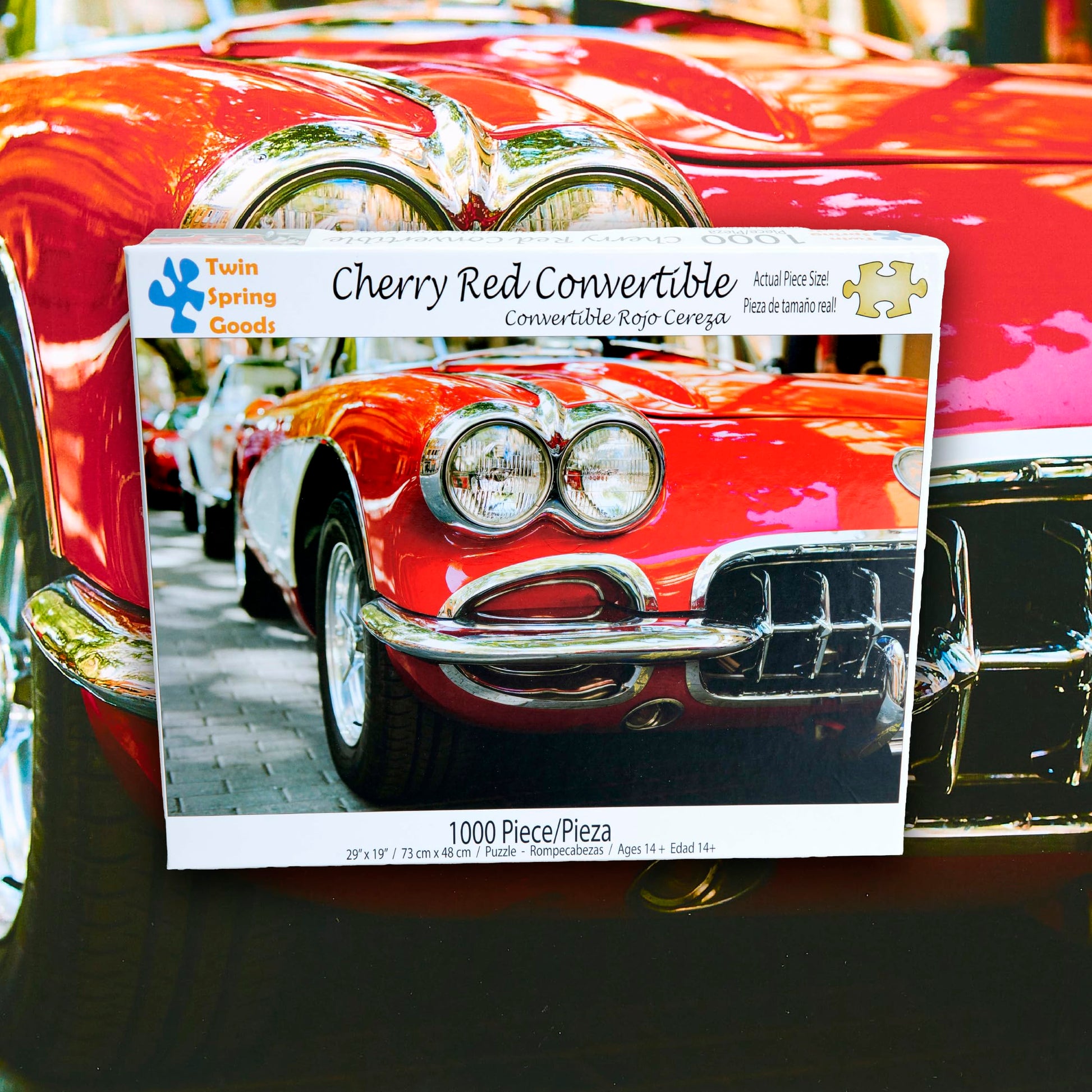 Twin Spring Goods 1000 Piece Jigsaw Puzzle for Adults Cherry Red Vintage Convertible Classic Car Puzzle Large Pieces Relaxing Gift for Men, Women