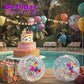 4E's Novelty 22 Inch Large Happy Birthday Beach Ball with Glitter Inside, for Pool Birthday Decorations Supplies, Outdoor Yard Games, Inflatable Pool