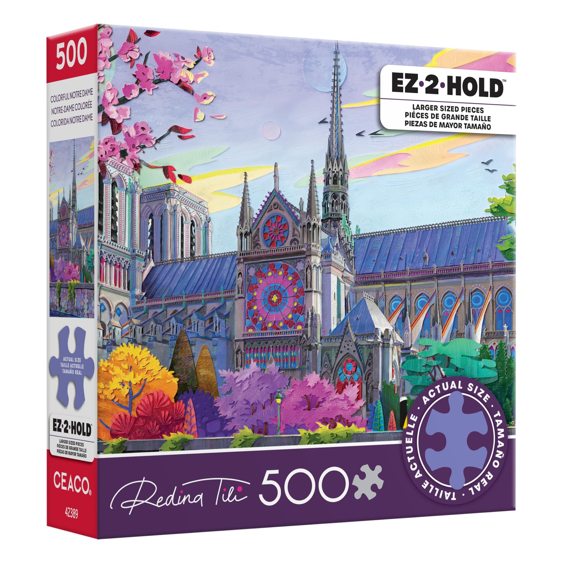Ceaco - Colorful Notre Dame - 500 Large Piece Jigsaw Puzzle for Adults