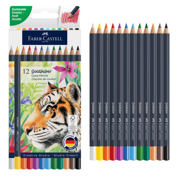 Faber-Castell Goldfaber Colored Pencils, 12 Classic Colors for Artists