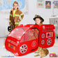 Fire Truck Pop Up Kids Tent & Lights, Children's Firetruck Play House