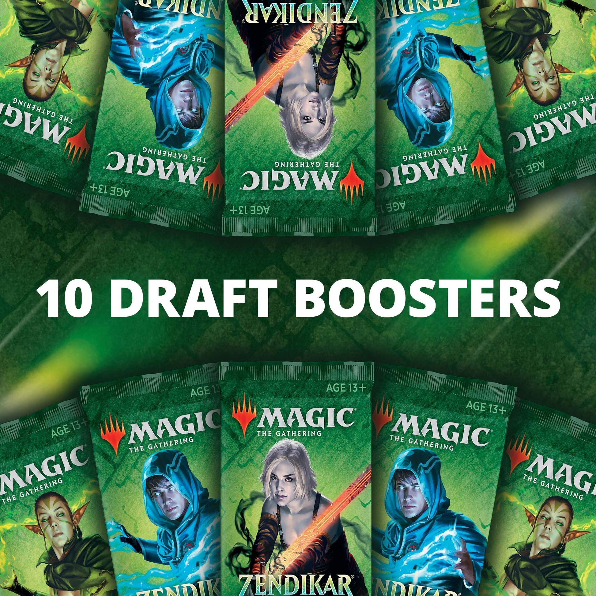 Magic: The Gathering Zendikar Rising Bundle | 10 Draft Booster Packs (150 Cards) | Foil Lands | Accessories