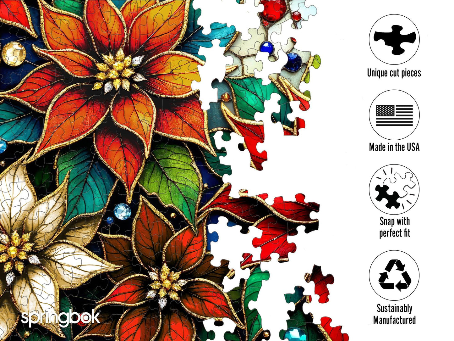Springbok Glazing Poinsettias 1000 Piece Jigsaw Puzzle for Adults