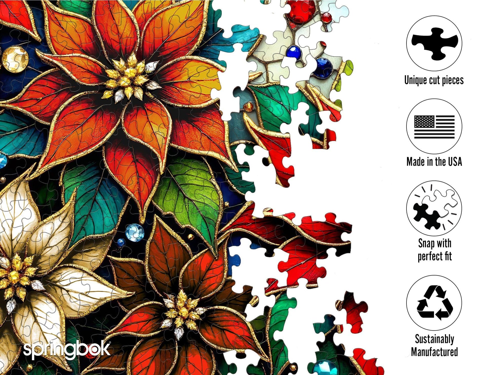 Springbok Glazing Poinsettias 1000 Piece Jigsaw Puzzle for Adults