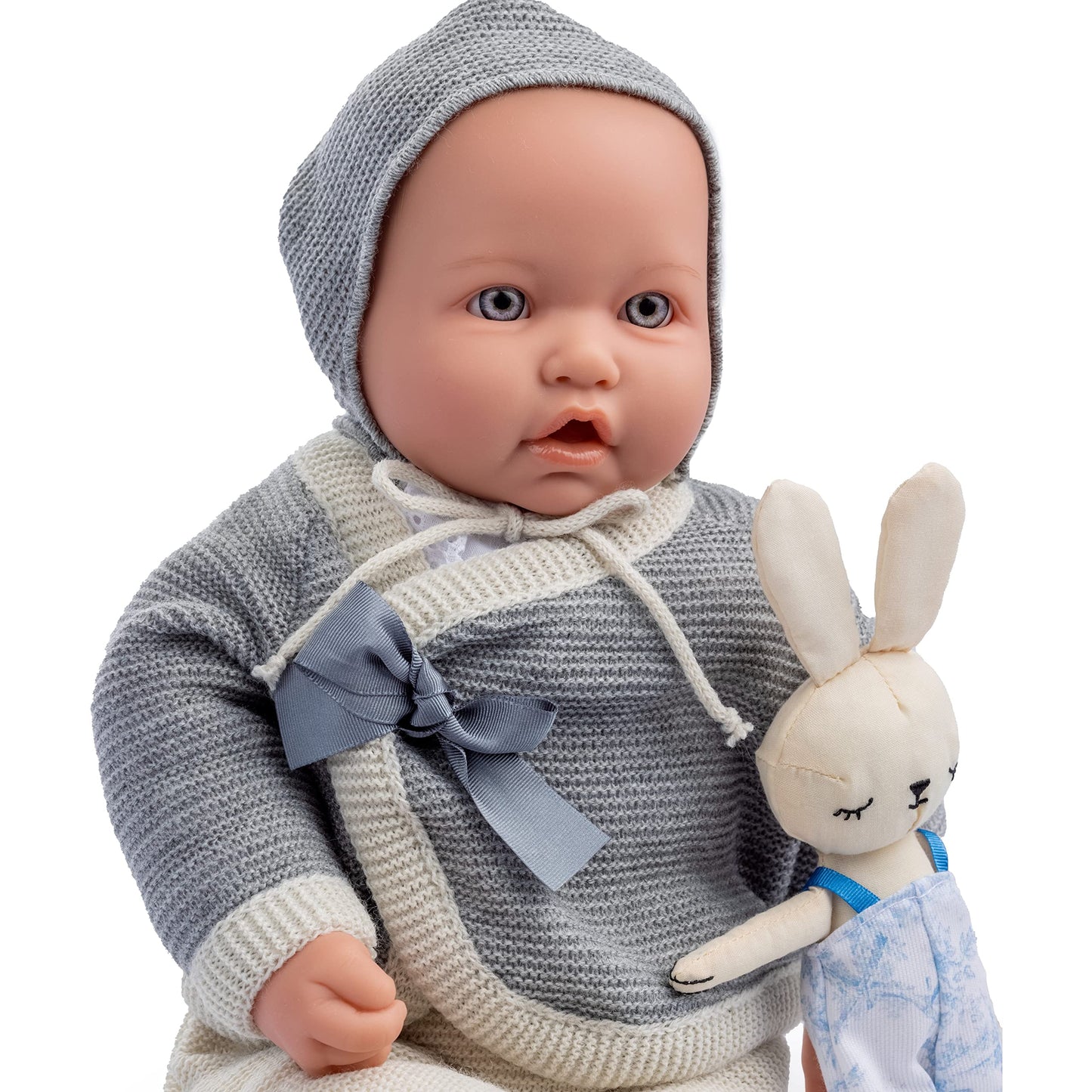 JC Toys La Baby Original Gray Collection Gift Set | 17" Soft Weighted Body | Made in Spain | Just Like a Real Baby | Blue Eyes | Reborn Berenguer