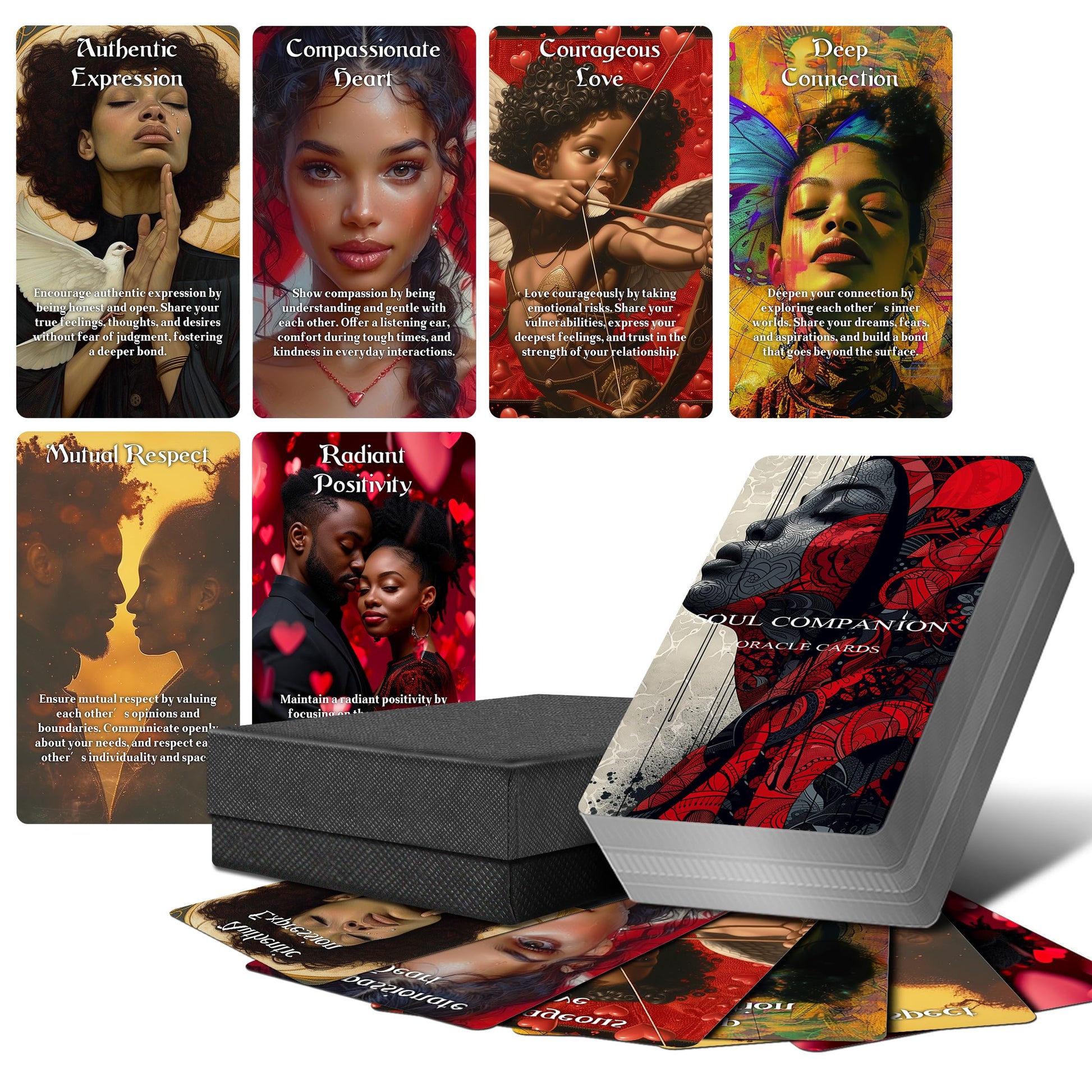 ZZBUY Confession of Soulmate Oracle Cards, African American Black Love Oracle Cards Deck with Meanings on Them, Soulmates and Twin Flames Oracle Cards