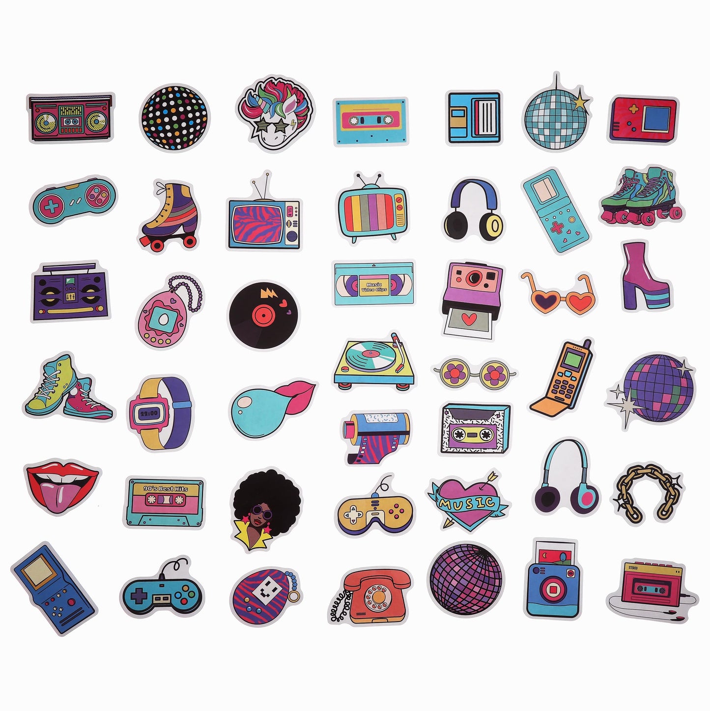 100 Pack 90s 80s Retro Stickers, 1990's 1980's Hip Hop Party Favors, Birthday Decorations