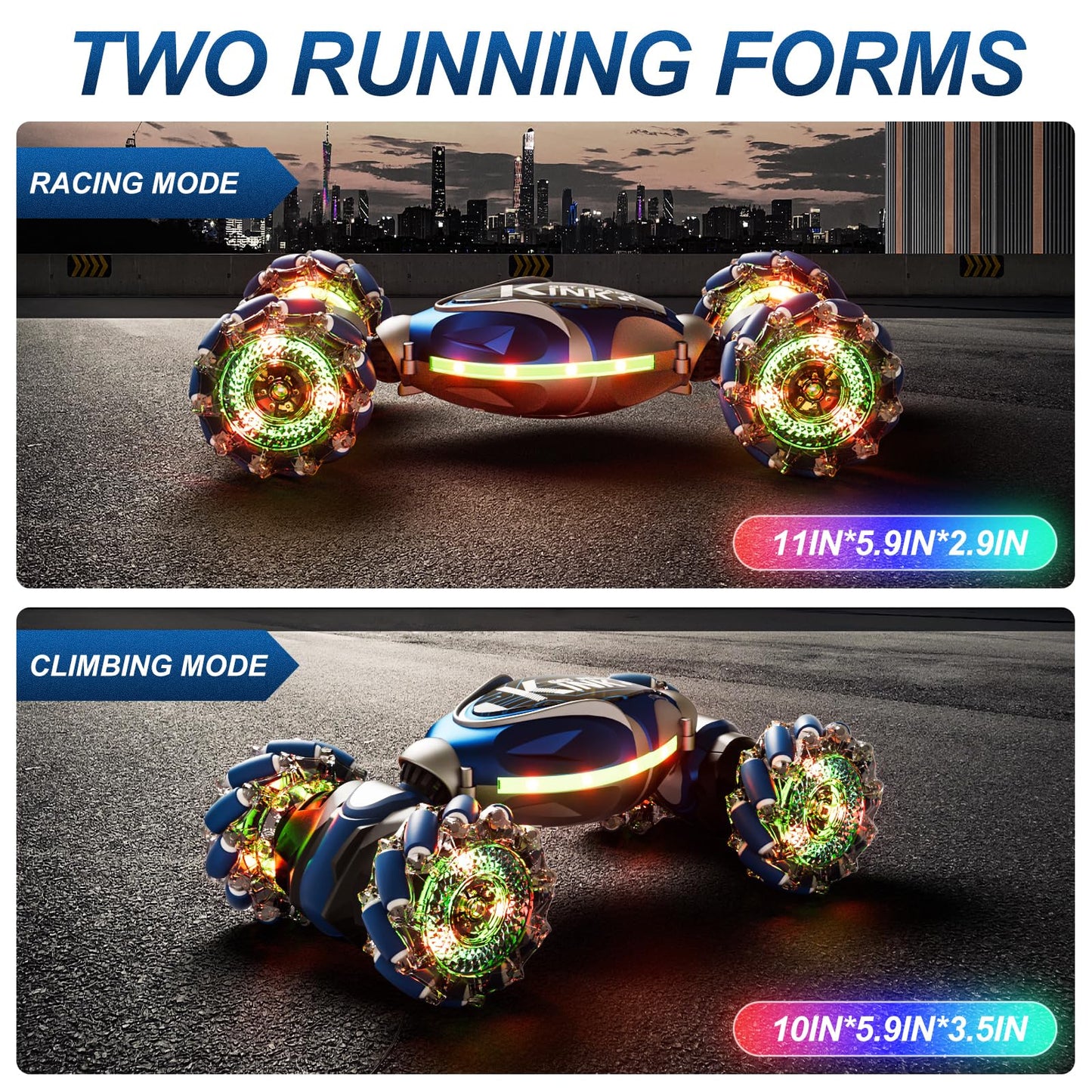 Resosese RC Stunt Cars Remote Control Car Double-Sided Driving 360° Flips Rotating Car Toy All Terrain Off-Road car,4WD Gesture Sensing Rc Cars
