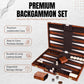Premium Backgammon 18 Inches Large Brown - Backgammon Sets for Adults and Kids - Leatherette Back Gammon Board Game Set - Travel Backgammon Set Board