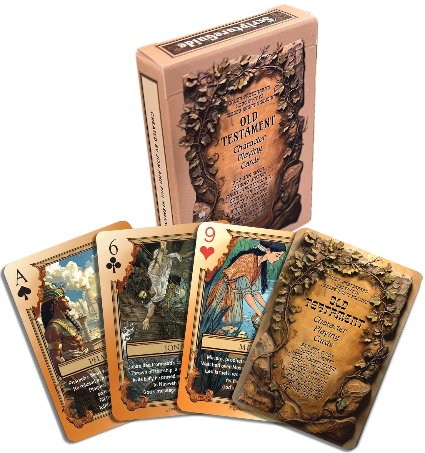 Scripture Guide Two-Pack Bible Character Playing Cards - Features One Deck of 54 Iconic Old Testament Characters and One Deck of 54 Iconic New