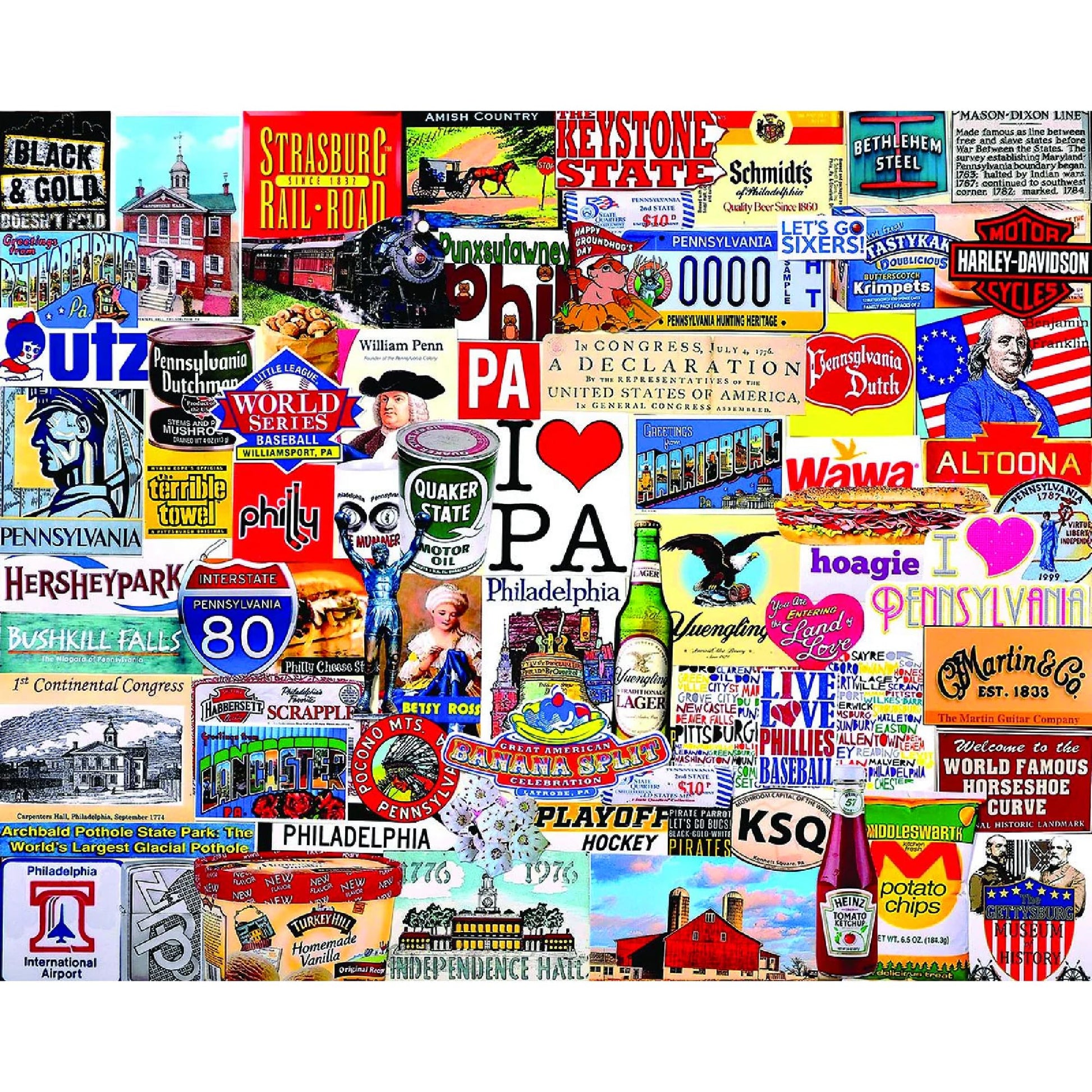 White Mountain 1000 Piece Jigsaw Puzzle Keystone State, I Love Pennsylvania